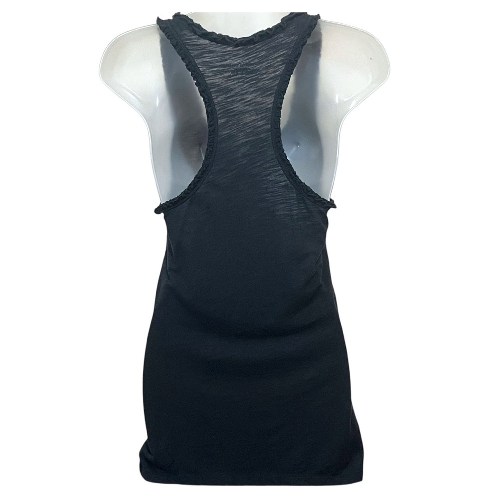 Victoria’s Secret Black Ruffle Lettuce Trim Burnout Long Tunic Tank Top M Lounge - Picture 5 of 11